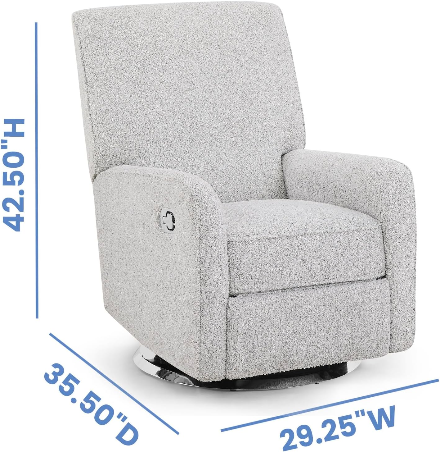 Delta Children Nest Nursery Swivel Recliner - Fabric is GREENGUARD Gold Certified and Oeko-TEX Standard 100 - Upholstered in a Unique Chenille Yarn for Blanket Like Softness, Oyster