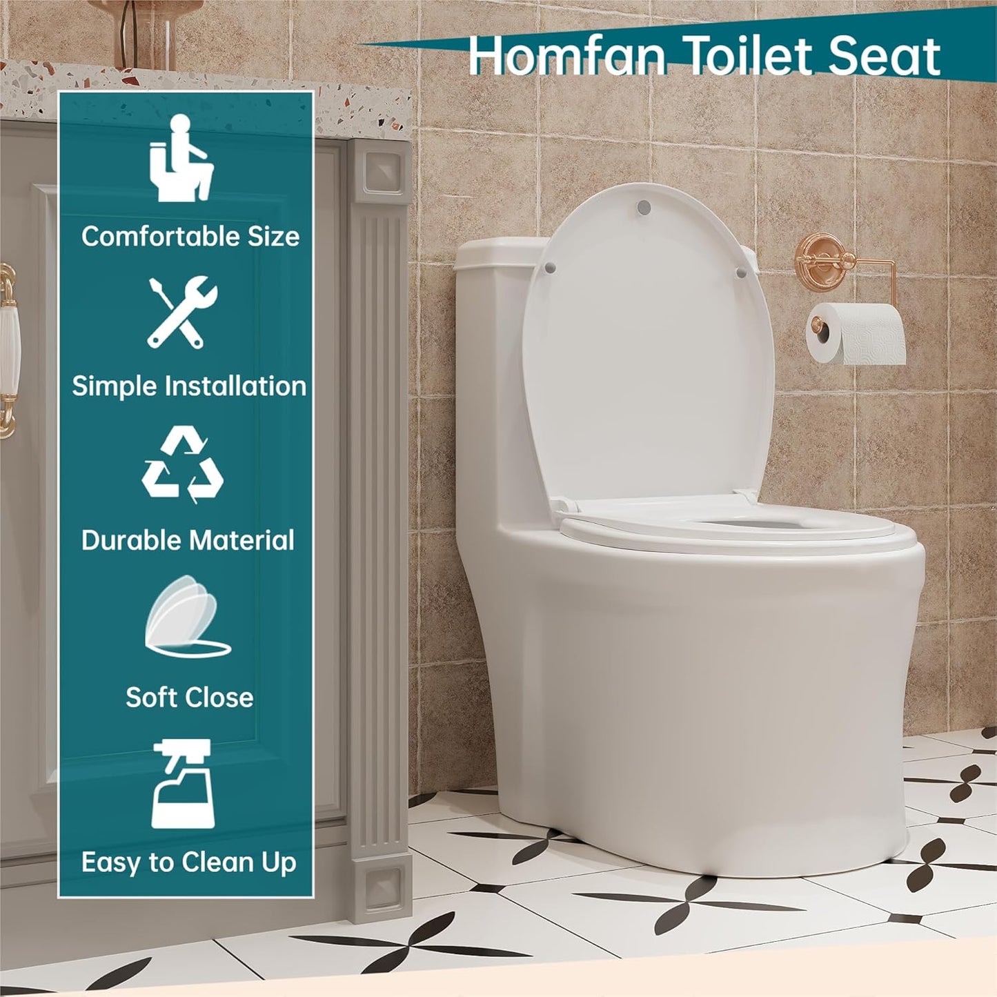 17" White Round Toilet Seat for Adult and Child, Built-In Potty Training Seat with Soft Quiet Close Non-Slip Design, Magnetic Kids Seat and Cover for Round/Oval Toilets, Easy to Install and Clean