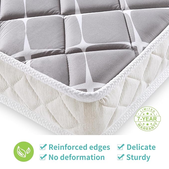 Premium Hypoallergenic Baby Crib Mattress and Toddler Mattress - 52" x 27.6" x 5" - Breathable - Firm Soft - Fits Standard Cribs and Toddler Beds