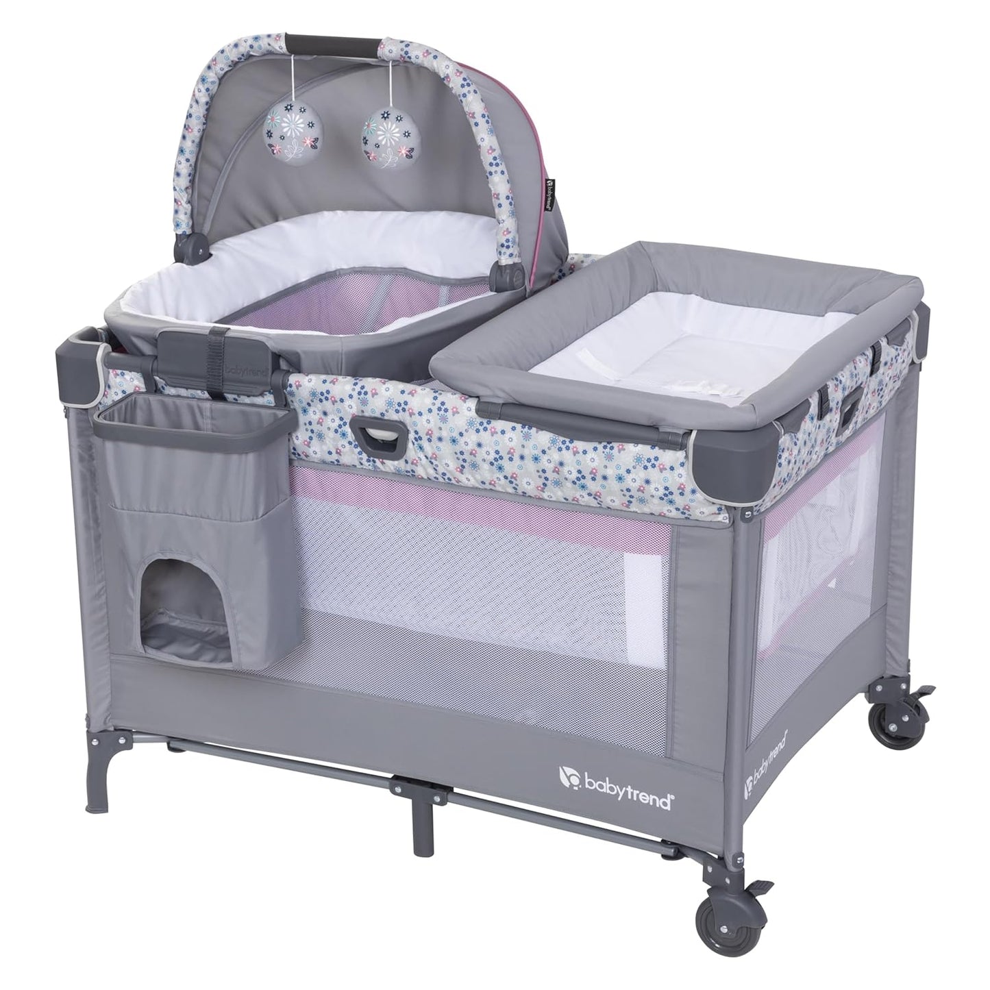 Baby Trend Nursery Den Playard with Snooze Pod and Flip Over Changer, Diamond Sage