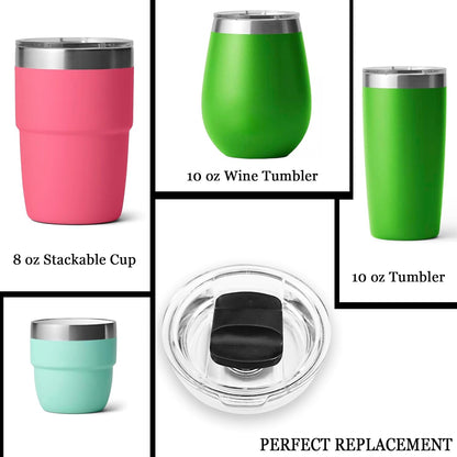 10 oz Wine Tumbler Lid Replacement for YETI Espresso Mugs 6 oz, Stackable Cup 8 oz, 10 oz Tumbler Magslider Lids - BPA Free, Spill Proof, 2-Pack
