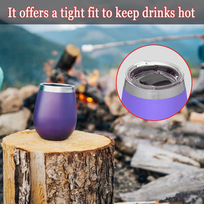 10 oz Wine Tumbler Lid Replacement for YETI Espresso Mugs 6 oz, Stackable Cup 8 oz, 10 oz Tumbler Magslider Lids - BPA Free, Spill Proof, 2-Pack