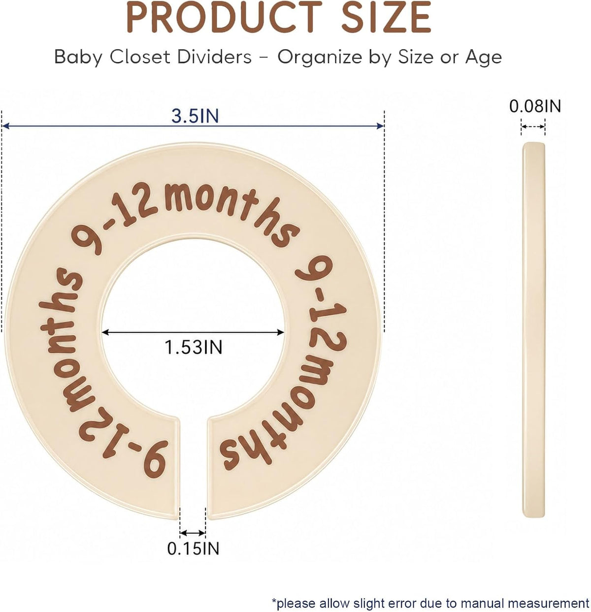 12 Pcs Baby Closet Dividers, Double-Sided Baby Size Closet Dividers