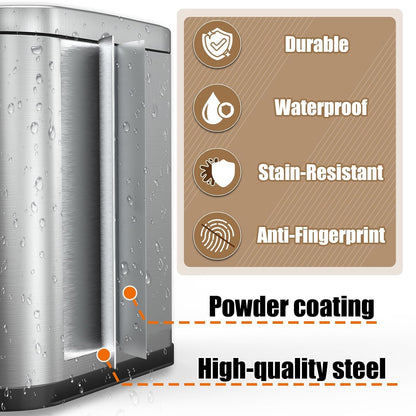 Dog Poop Trash Can Outside with Odor Control Lid & Step Pedal, 3.2Gal Stainless Steel Outdoor Trash Can, Waterproof Dog Waste Container Station - Includes Carbon Filters & Paw Stickers