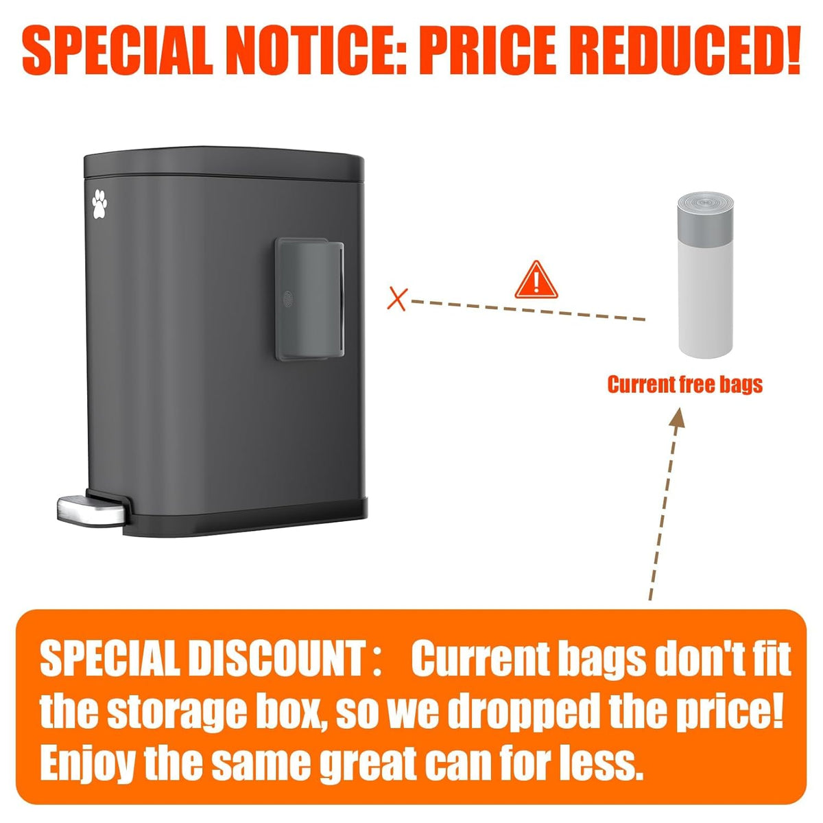 Dog Poop Trash Can Outside with Odor Control Lid & Step Pedal, 3.2Gal Stainless Steel Outdoor Trash Can, Waterproof Dog Waste Container Station - Includes Carbon Filters & Paw Stickers