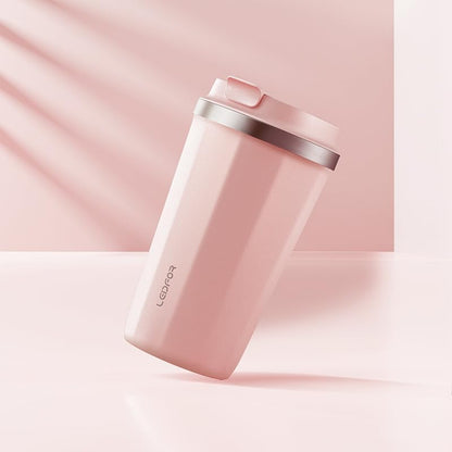Coffee Travel Mug with Screw Lid, Vacuum Insulated Tumbler Keep Hot and Cold Double Wall Stainless Steel Thermal Cup Spill Proof 17 oz Cream White Matte (Pink(17.0 ounces))
