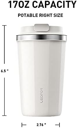 Coffee Travel Mug with Screw Lid, Vacuum Insulated Tumbler Keep Hot and Cold Double Wall Stainless Steel Thermal Cup Spill Proof 17 oz Cream White Matte (Pink(17.0 ounces))