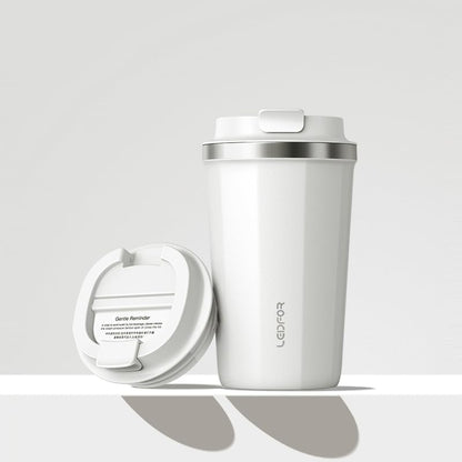 Coffee Travel Mug with Screw Lid, Vacuum Insulated Tumbler Keep Hot and Cold Double Wall Stainless Steel Thermal Cup Spill Proof 17 oz Cream White Matte (Pink(17.0 ounces))