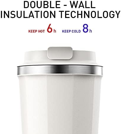 Coffee Travel Mug with Screw Lid, Vacuum Insulated Tumbler Keep Hot and Cold Double Wall Stainless Steel Thermal Cup Spill Proof 17 oz Cream White Matte (Pink(17.0 ounces))