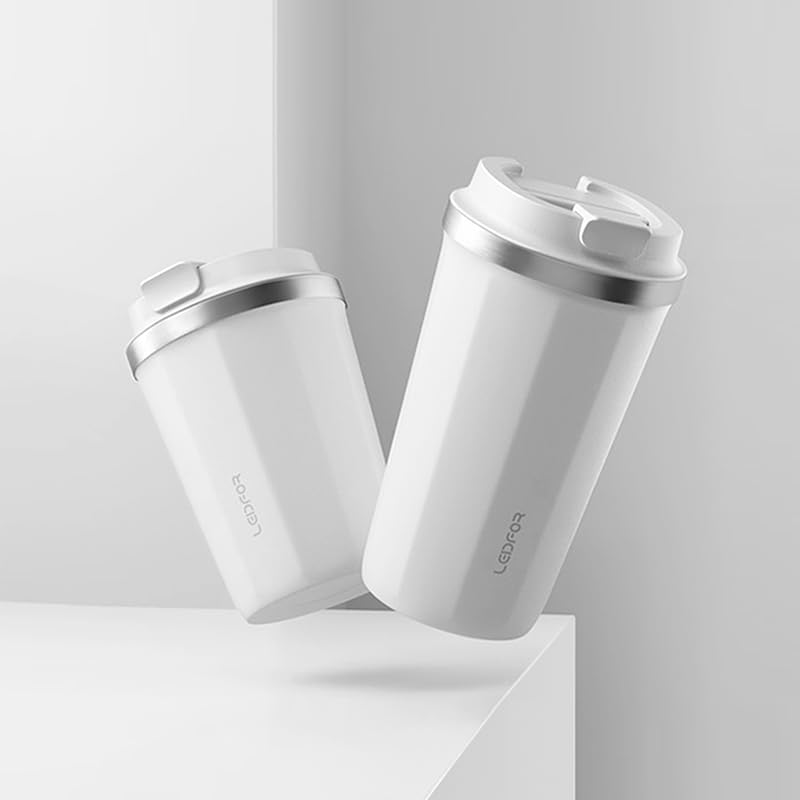 Coffee Travel Mug with Screw Lid, Vacuum Insulated Tumbler Keep Hot and Cold Double Wall Stainless Steel Thermal Cup Spill Proof 17 oz Cream White Matte (Pink(17.0 ounces))