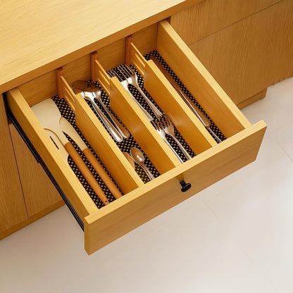Bamboo Drawer Dividers 6 Pack with Non Slip Liner, Adjustable Expandable Drawer Organizer for Dresser, Kitchen, Bathroom, 4.5 Inch Tall Separators for Clothes, Fits 12 to 17.5 Inch Drawers