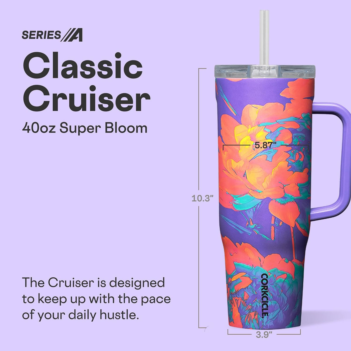 Cruiser Tumbler 40 oz Triple Insulated, Gloss Powder Blue