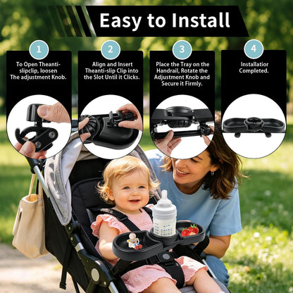 Snack Tray Compatible with Joie Stroller,BPA-Free 3in1 Stroller Snack Tray
