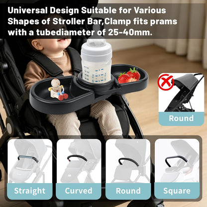 Snack Tray Compatible with Joie Stroller,BPA-Free 3in1 Stroller Snack Tray