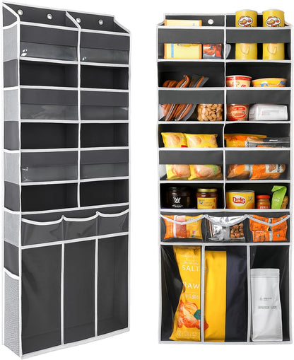 Extra Large Over The Door Organizer with Clear Pockets - 8 Compartments & XL Bottom Storage, Heavy-Duty Hanging Organizer for Bathroom, Bedroom, Closet (57 Inch Height).