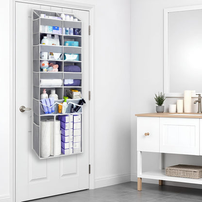 Extra Large Over The Door Organizer with Clear Pockets - 8 Compartments & XL Bottom Storage, Heavy-Duty Hanging Organizer for Bathroom, Bedroom, Closet (57 Inch Height).
