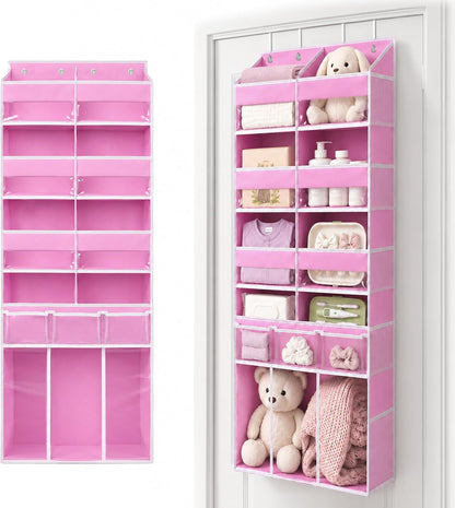 Extra Large Over The Door Organizer with Clear Pockets - 8 Compartments & XL Bottom Storage, Heavy-Duty Hanging Organizer for Bathroom, Bedroom, Closet (57 Inch Height).