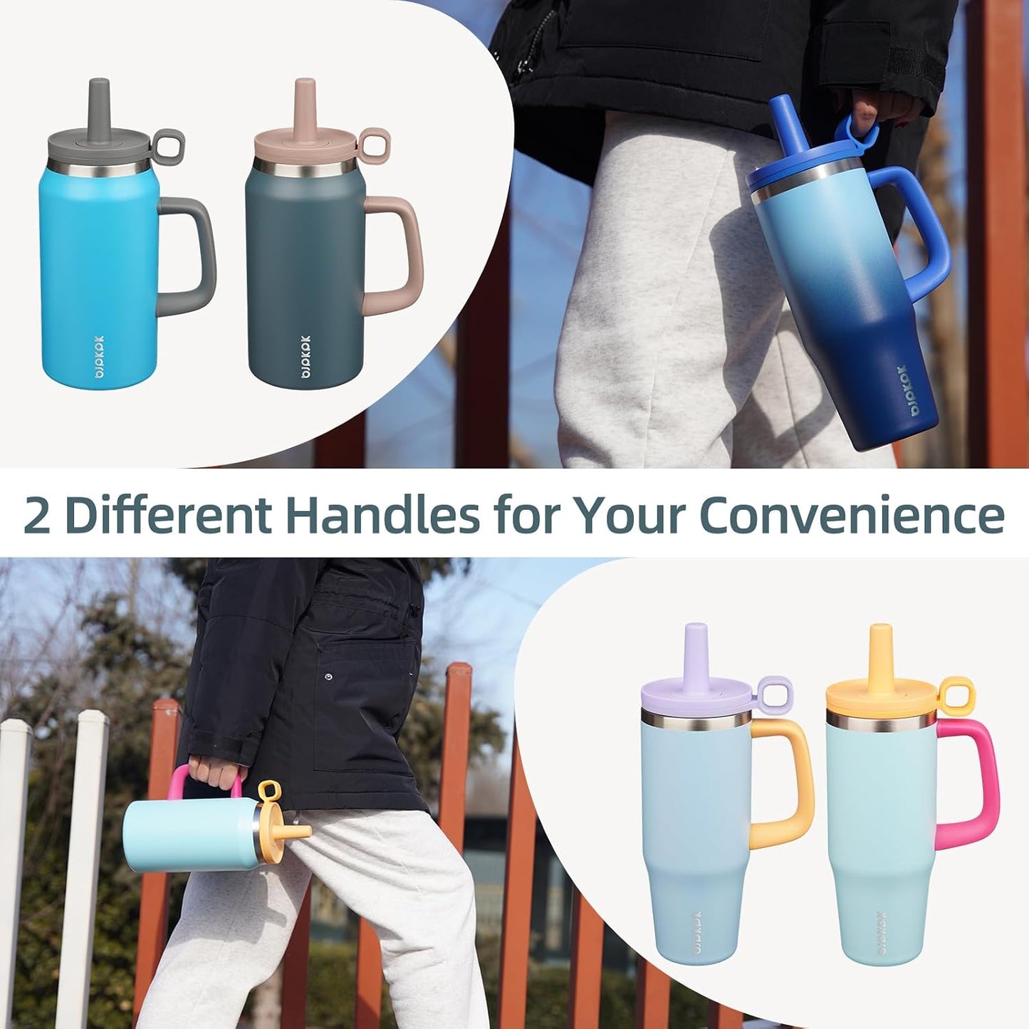 32 oz Insulated Tumbler with Handle, Straw & Lid, Stainless Steel | Leak Proof, Travel, Thermal, Double Wall Vacuum, Keeps Hot/Cold, Spill Proof, BPA Free, Dishwasher Safe, Camping, Navy Blue
