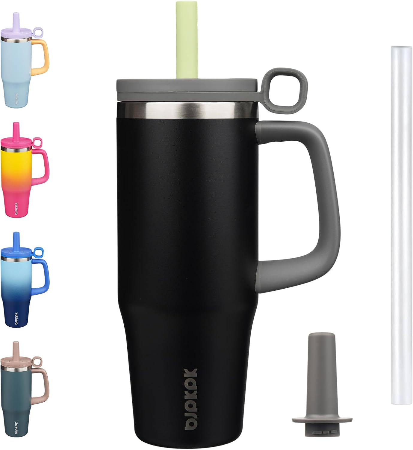 32 oz Insulated Tumbler with Handle, Straw & Lid, Stainless Steel | Leak Proof, Travel, Thermal, Double Wall Vacuum, Keeps Hot/Cold, Spill Proof, BPA Free, Dishwasher Safe, Camping, Navy Blue