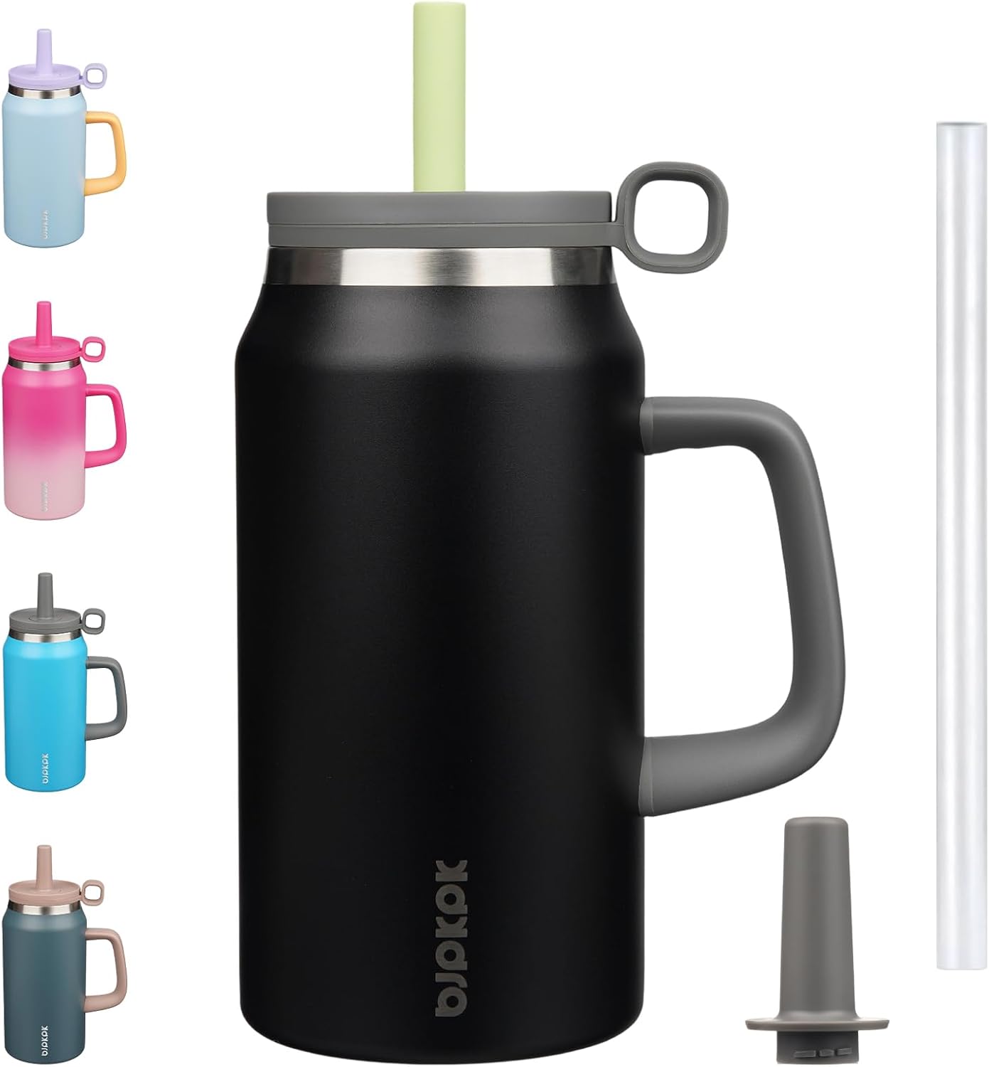 32 oz Insulated Tumbler with Handle, Straw & Lid, Stainless Steel | Leak Proof, Travel, Thermal, Double Wall Vacuum, Keeps Hot/Cold, Spill Proof, BPA Free, Dishwasher Safe, Camping, Navy Blue