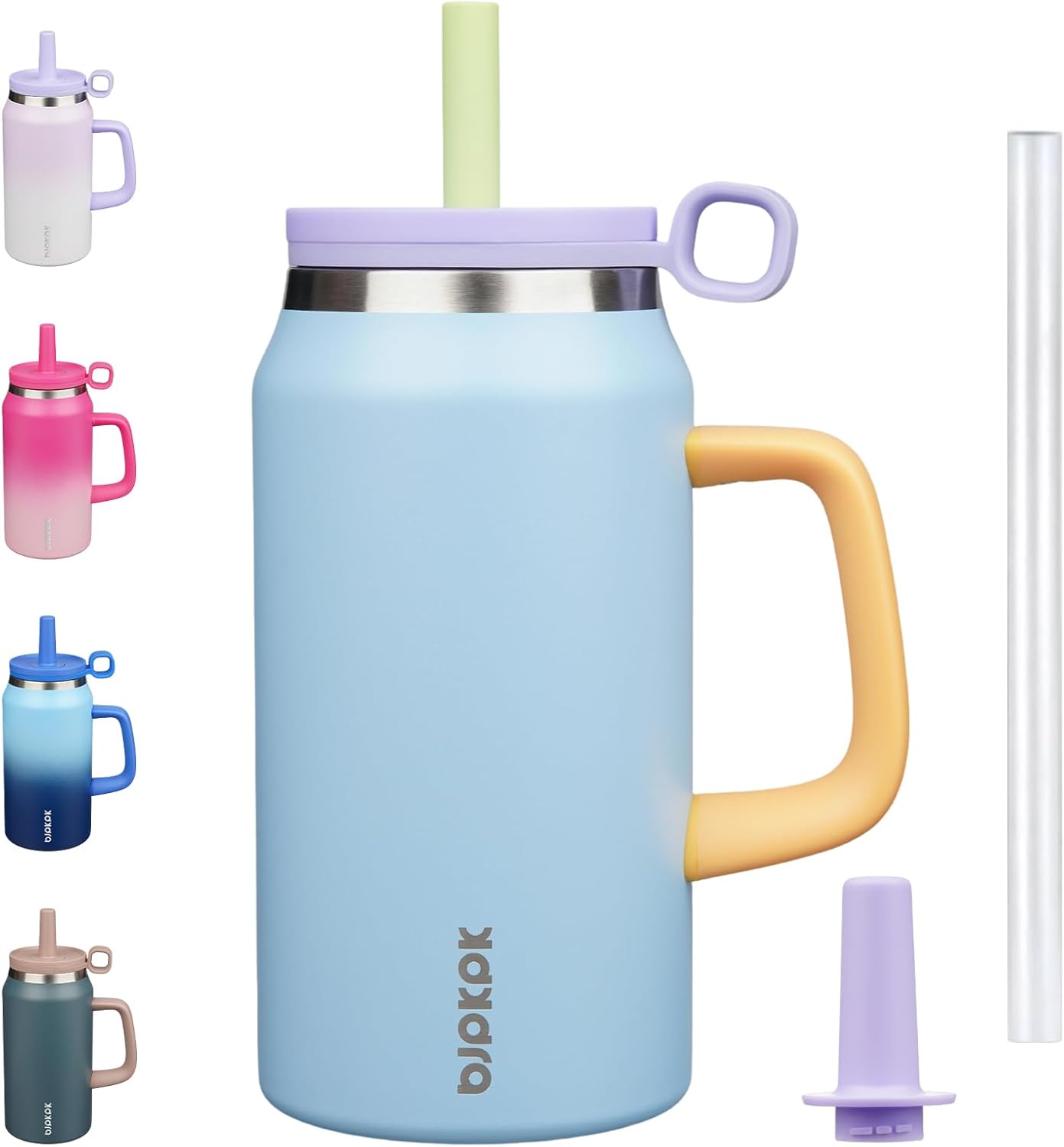 32 oz Insulated Tumbler with Handle, Straw & Lid, Stainless Steel | Leak Proof, Travel, Thermal, Double Wall Vacuum, Keeps Hot/Cold, Spill Proof, BPA Free, Dishwasher Safe, Camping, Navy Blue