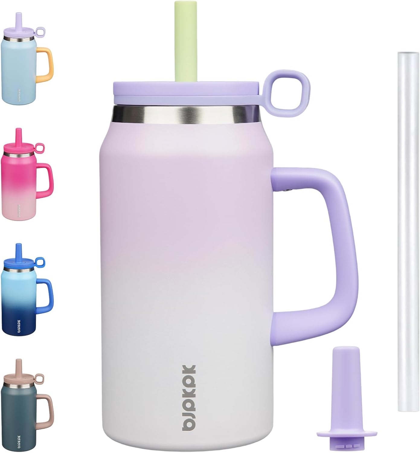 32 oz Insulated Tumbler with Handle, Straw & Lid, Stainless Steel | Leak Proof, Travel, Thermal, Double Wall Vacuum, Keeps Hot/Cold, Spill Proof, BPA Free, Dishwasher Safe, Camping, Navy Blue