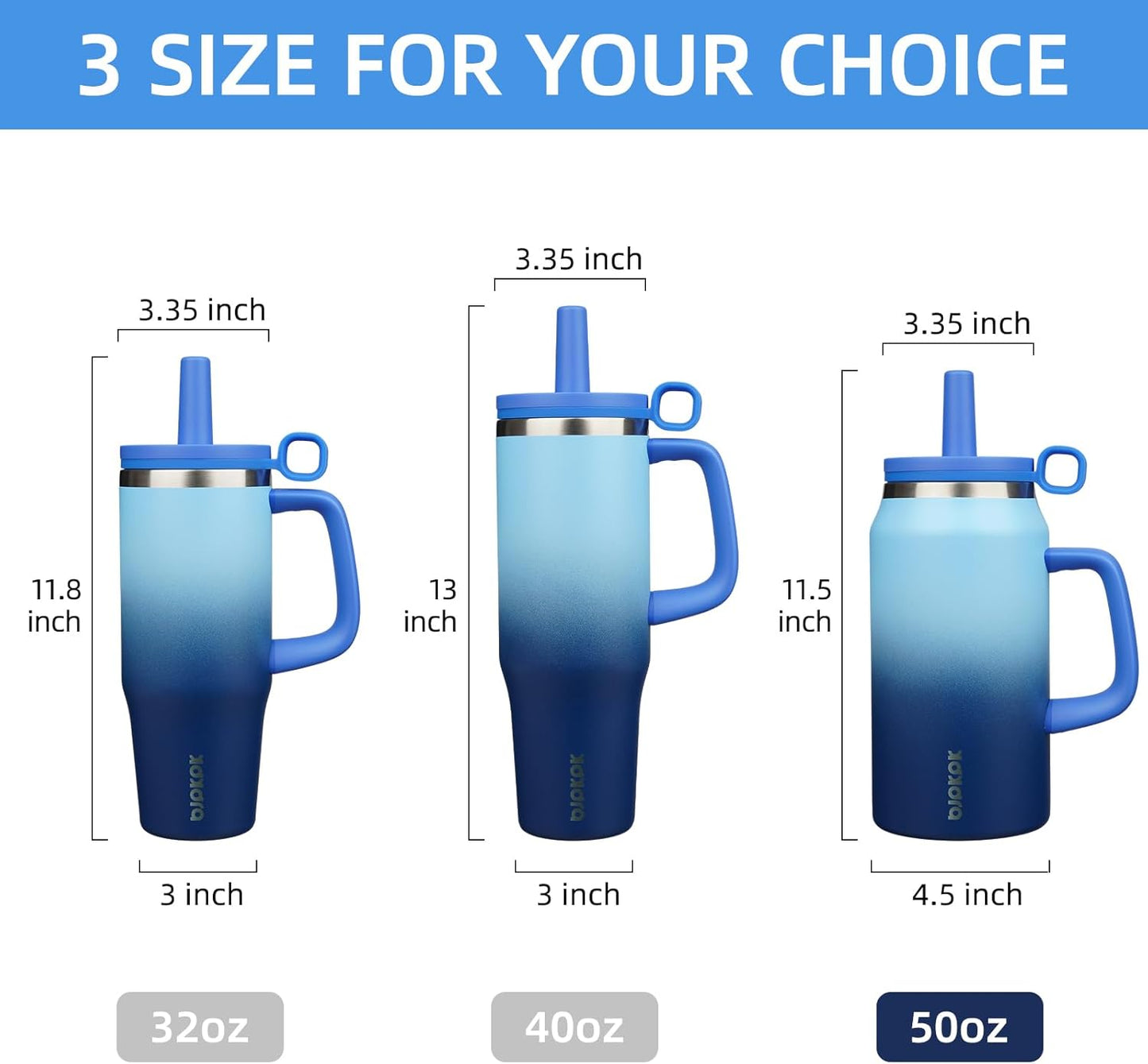 32 oz Insulated Tumbler with Handle, Straw & Lid, Stainless Steel | Leak Proof, Travel, Thermal, Double Wall Vacuum, Keeps Hot/Cold, Spill Proof, BPA Free, Dishwasher Safe, Camping, Navy Blue