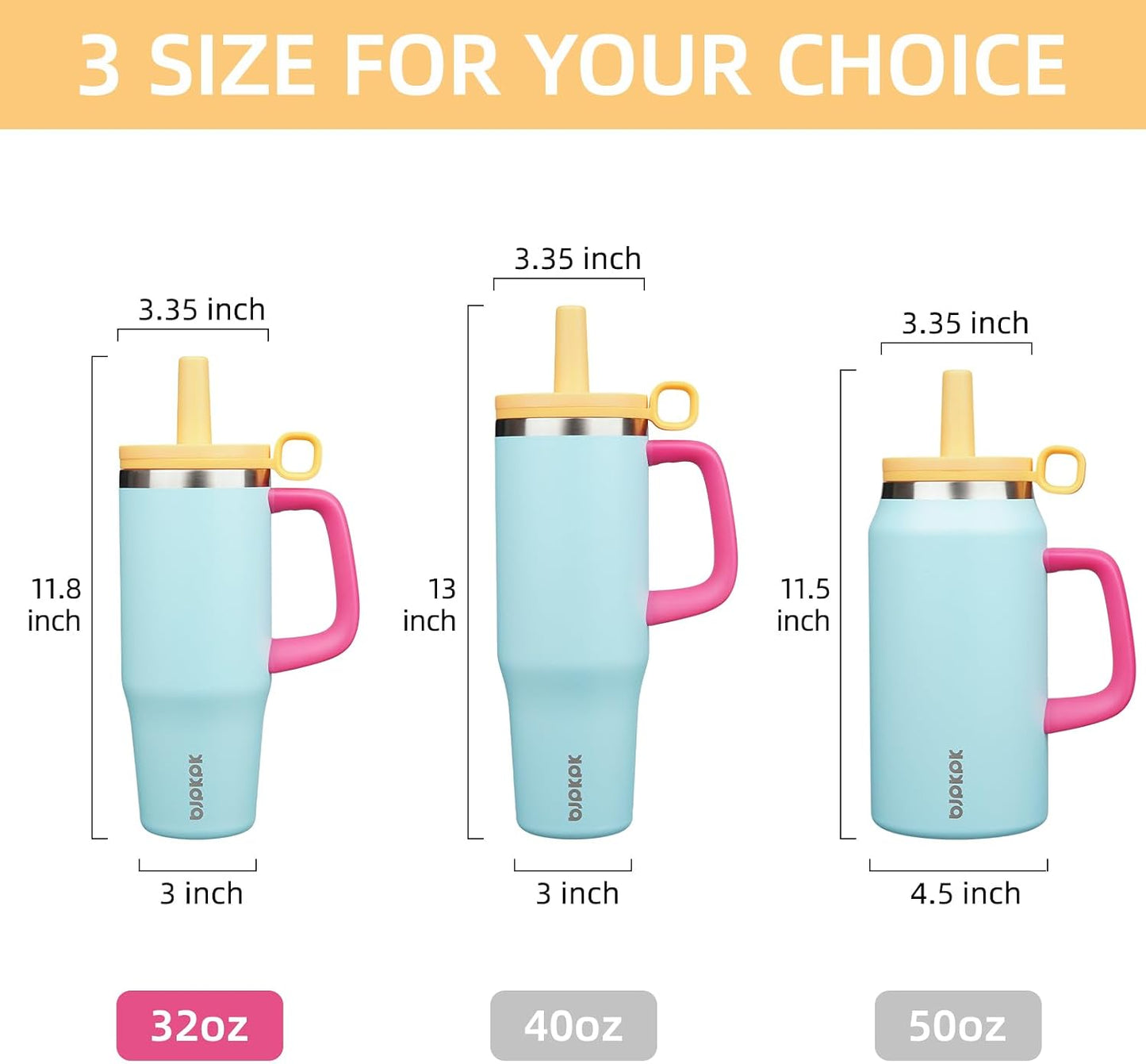 32 oz Insulated Tumbler with Handle, Straw & Lid, Stainless Steel | Leak Proof, Travel, Thermal, Double Wall Vacuum, Keeps Hot/Cold, Spill Proof, BPA Free, Dishwasher Safe, Camping, Navy Blue