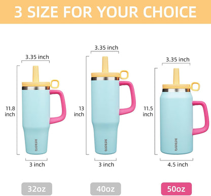 32 oz Insulated Tumbler with Handle, Straw & Lid, Stainless Steel | Leak Proof, Travel, Thermal, Double Wall Vacuum, Keeps Hot/Cold, Spill Proof, BPA Free, Dishwasher Safe, Camping, Navy Blue