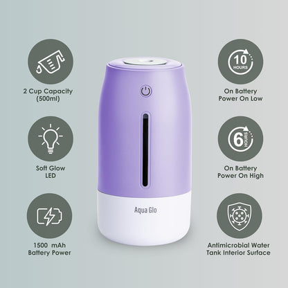 Aqua Glo Personal, Portable Humidifiers for Bedroom, Lavender