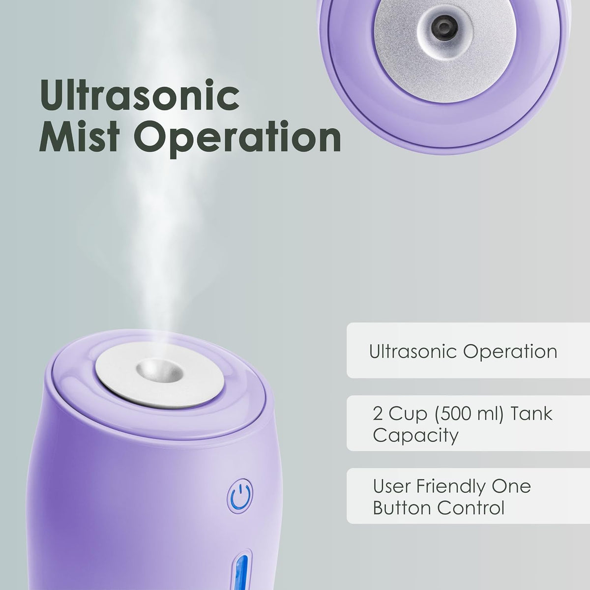 Aqua Glo Personal, Portable Humidifiers for Bedroom, Lavender