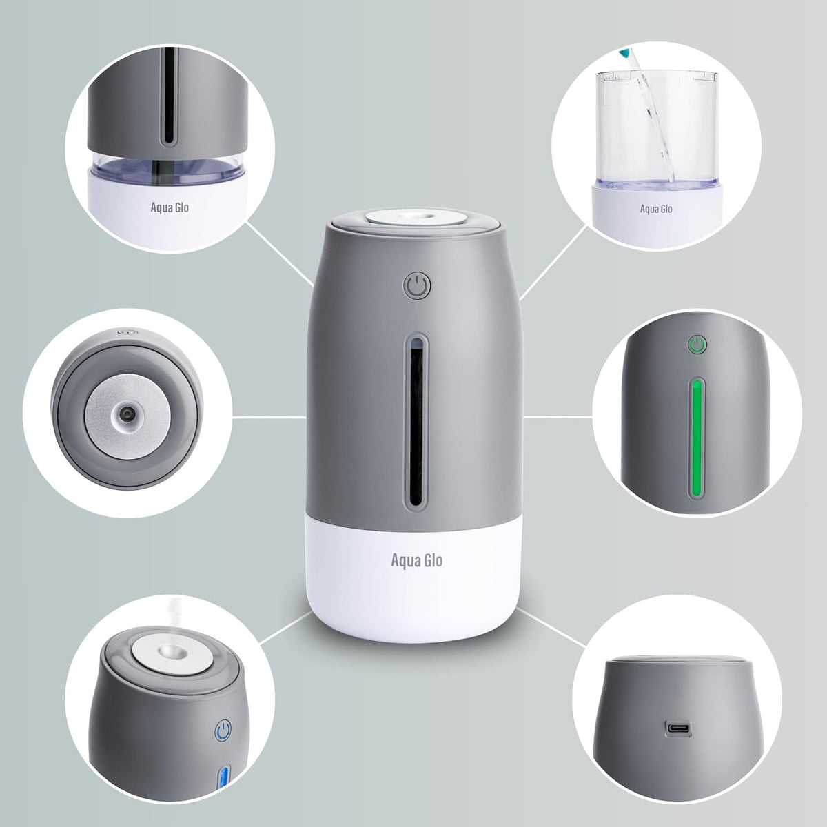 Aqua Glo Personal, Portable Humidifiers for Bedroom, Lavender