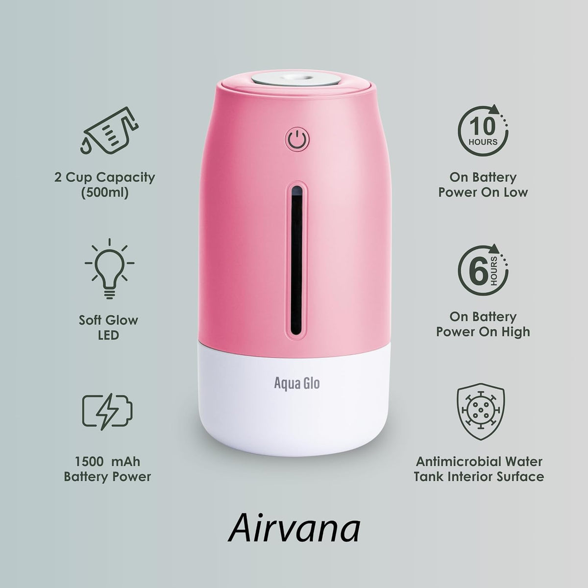 Aqua Glo Personal, Portable Humidifiers for Bedroom, Lavender