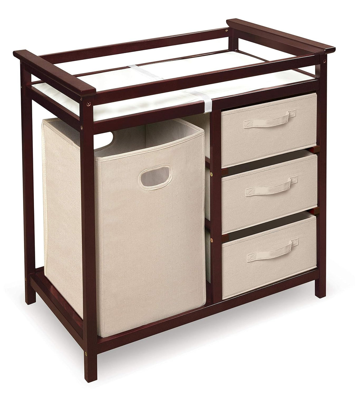 Baby Changing Table with Laundry Hamper & Storage - White