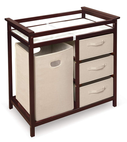 Baby Changing Table with Laundry Hamper & Storage - White