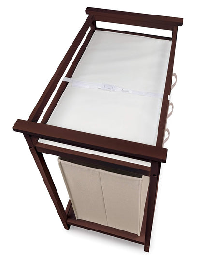 Baby Changing Table with Laundry Hamper & Storage - White