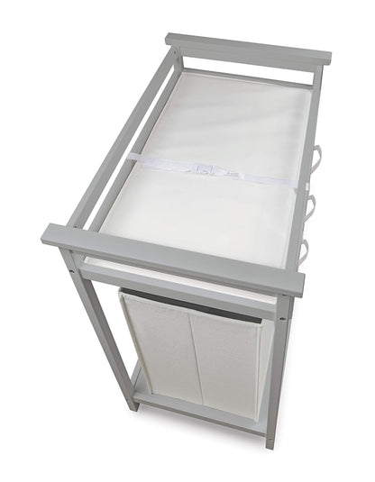 Baby Changing Table with Laundry Hamper & Storage - White