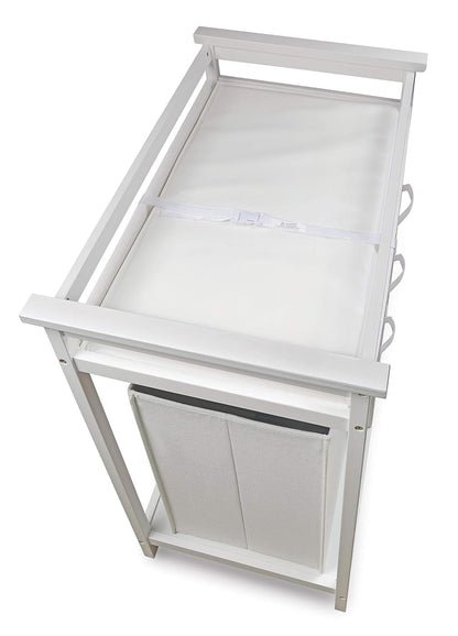 Baby Changing Table with Laundry Hamper & Storage - White