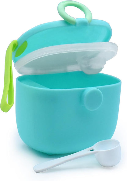 Baby Formula Storage Container with Integrated Scoop, Airtight, Leakproof, Portable with Handle, 400ml / 13.5oz Capacity, Blue
