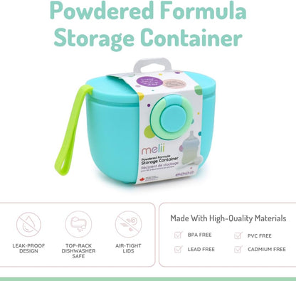 Baby Formula Storage Container with Integrated Scoop, Airtight, Leakproof, Portable with Handle, 400ml / 13.5oz Capacity, Blue