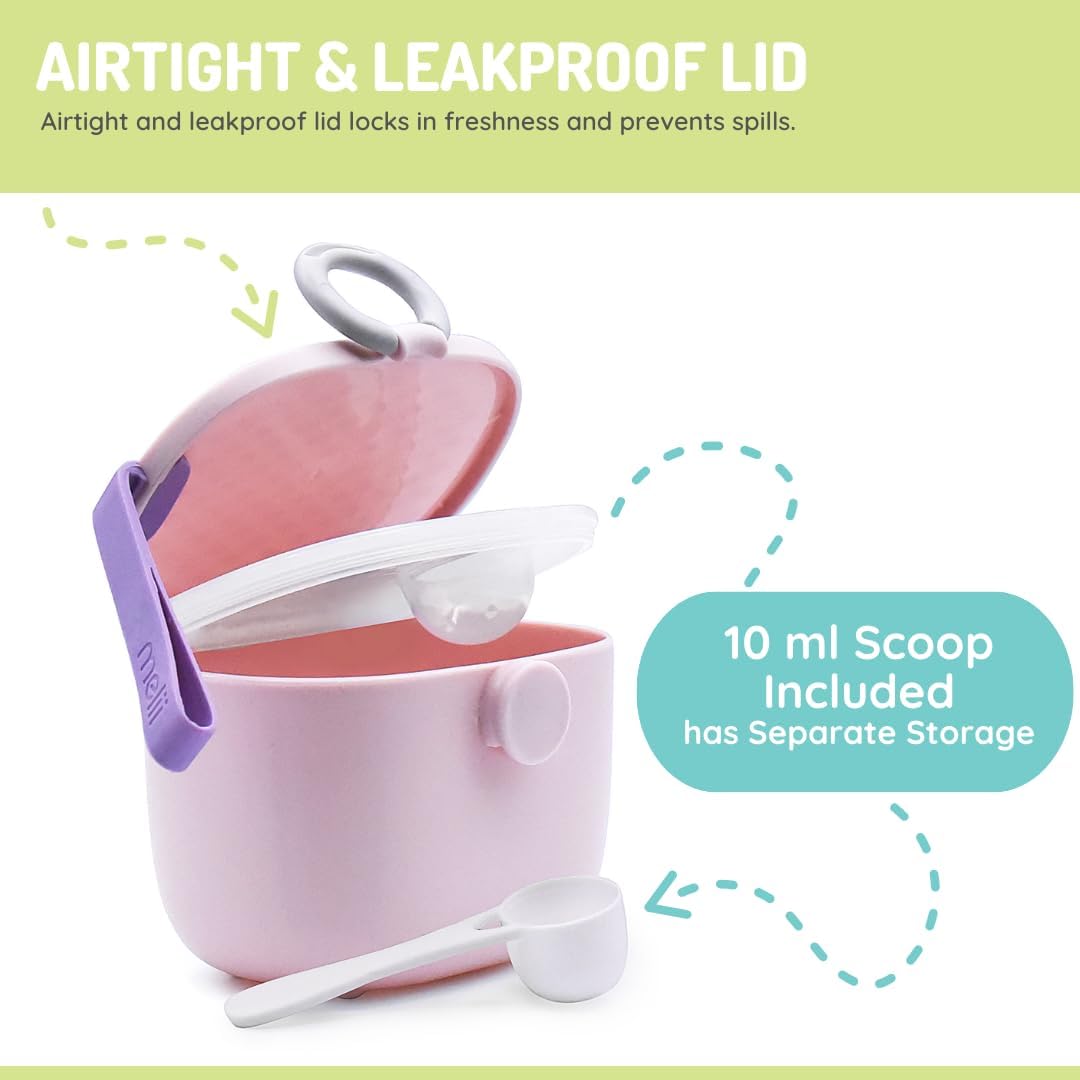Baby Formula Storage Container with Integrated Scoop, Airtight, Leakproof, Portable with Handle, 400ml / 13.5oz Capacity, Blue