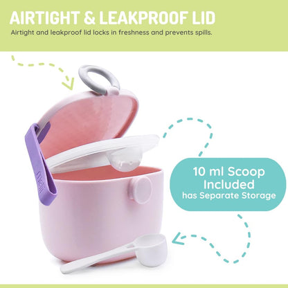 Baby Formula Storage Container with Integrated Scoop, Airtight, Leakproof, Portable with Handle, 400ml / 13.5oz Capacity, Blue