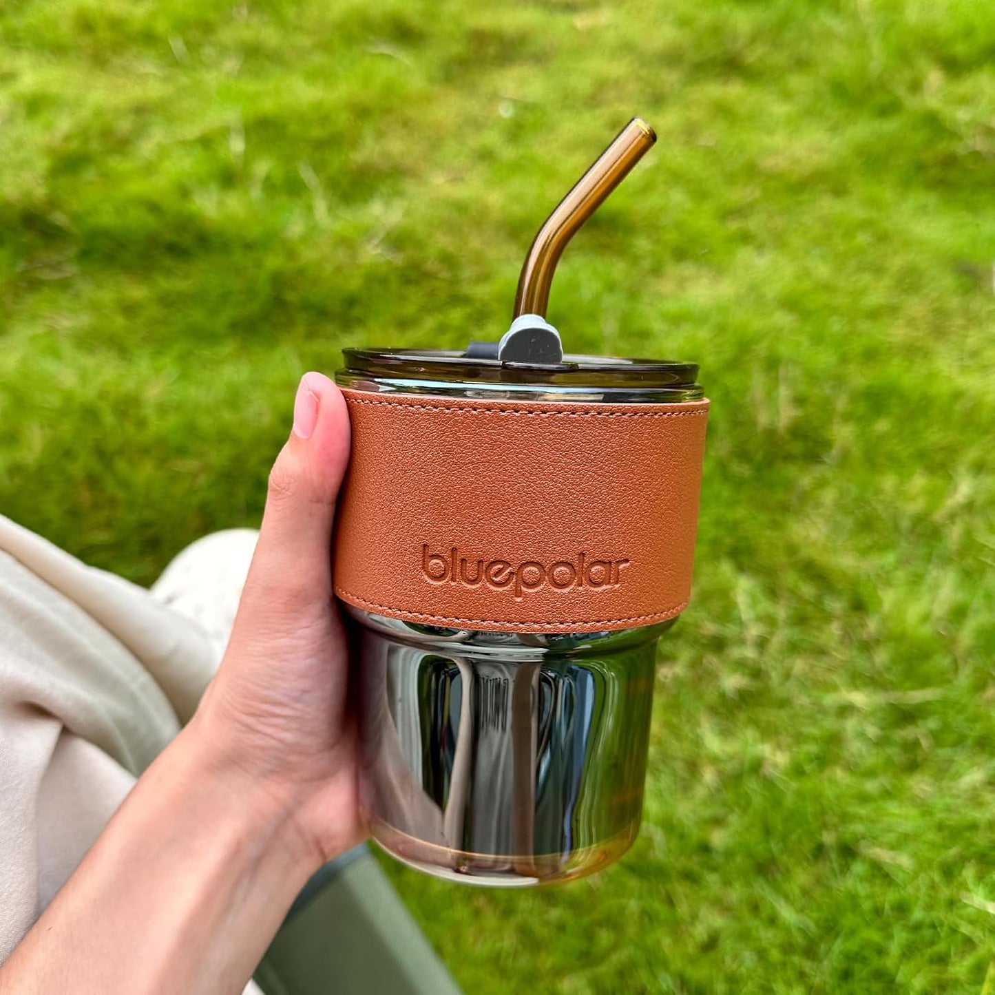 13oz/400ml Tumbler Water Glass, Cups with Straw and Lid Sealed Carry on for Coffee, Iced Tea, Thick Wall Insulated Glass Cup (Amber)…