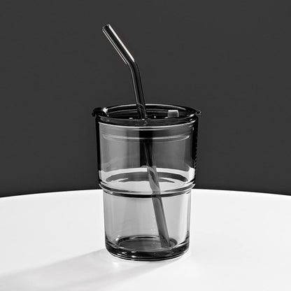 13oz/400ml Tumbler Water Glass, Cups with Straw and Lid Sealed Carry on for Coffee, Iced Tea, Thick Wall Insulated Glass Cup (Amber)…