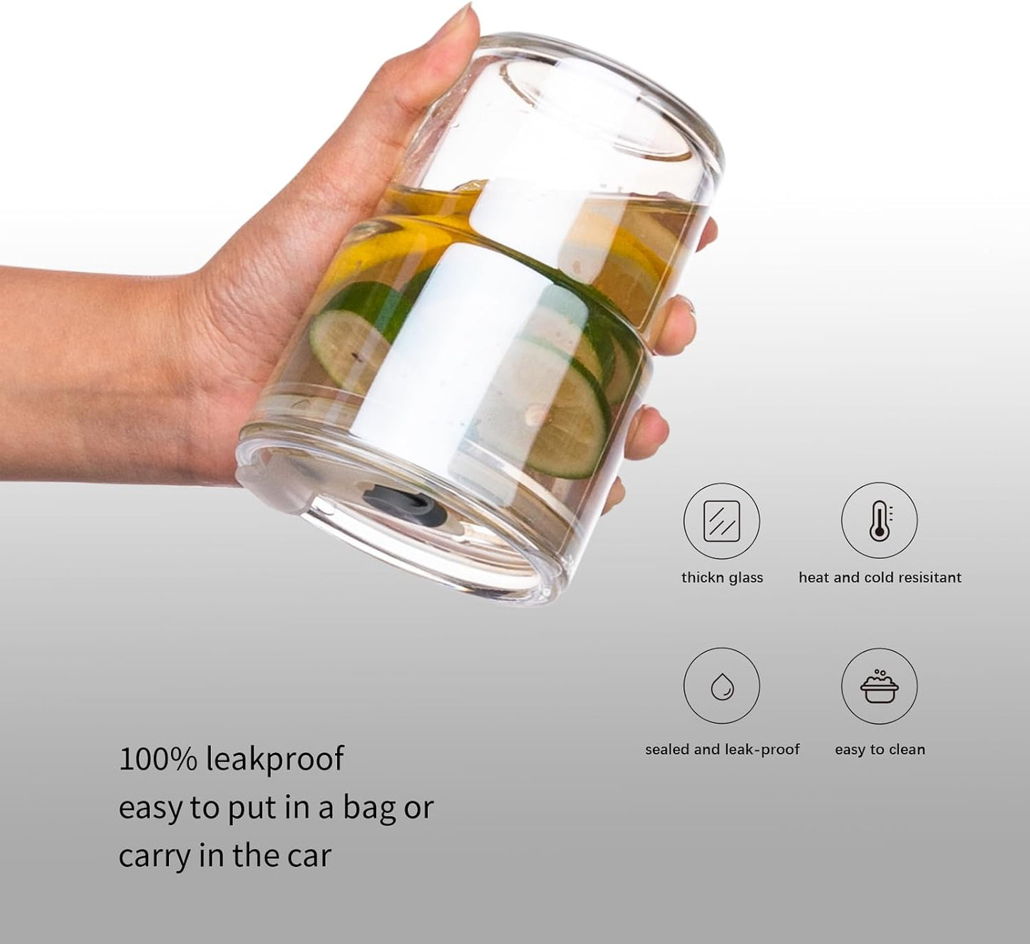 13oz/400ml Tumbler Water Glass, Cups with Straw and Lid Sealed Carry on for Coffee, Iced Tea, Thick Wall Insulated Glass Cup (Amber)…