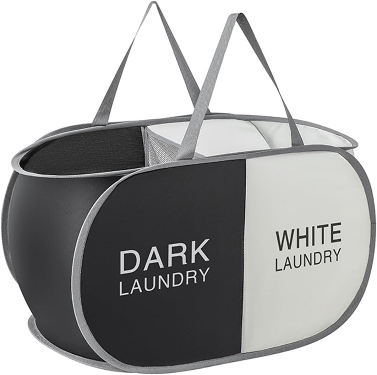 Collapsible Divided Laundry Hamper - Large Capacity Breathable Mesh Laundry Basket with Handles, Home Sorting Storage Bin,Large 31.5"x14"x14"