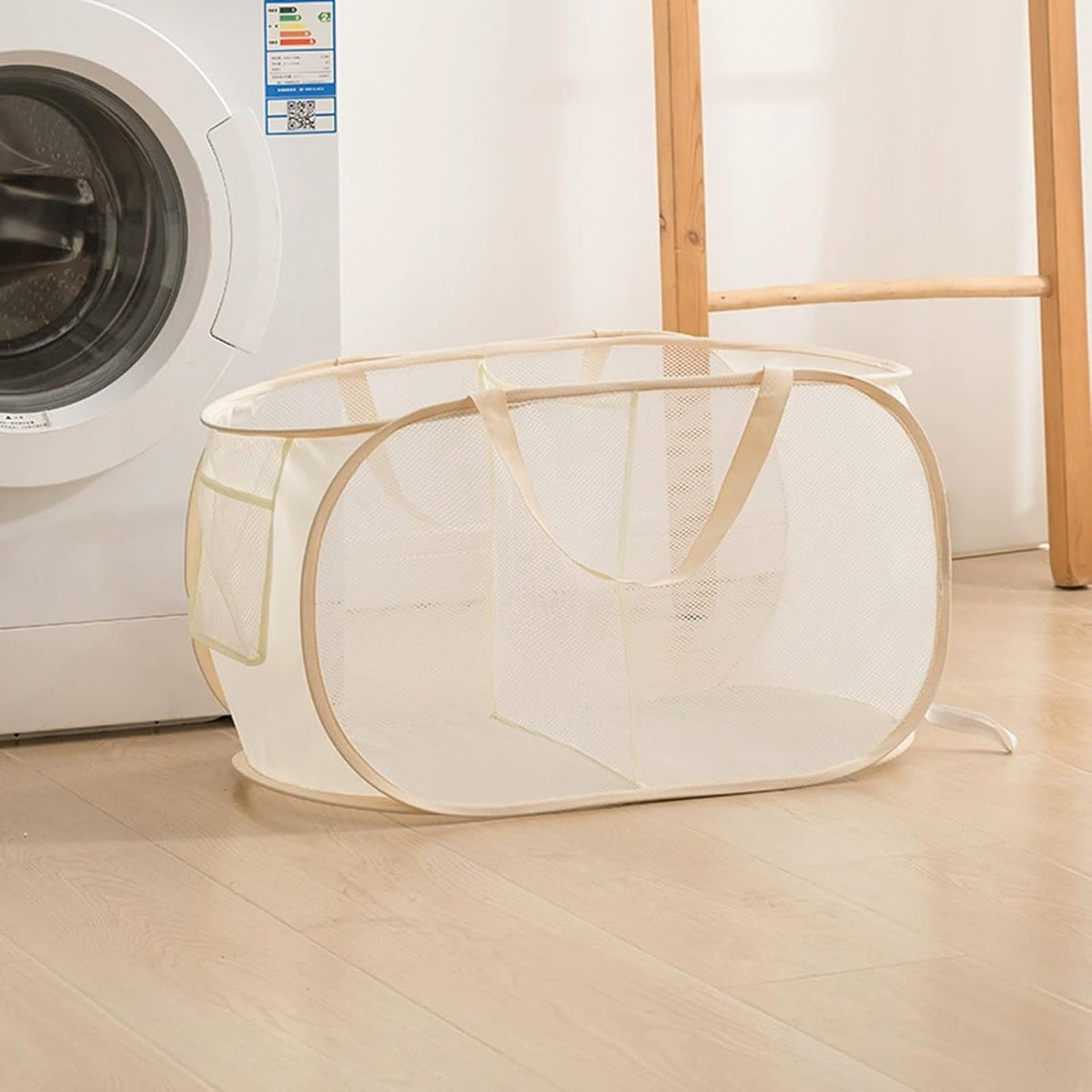 Collapsible Divided Laundry Hamper - Large Capacity Breathable Mesh Laundry Basket with Handles, Home Sorting Storage Bin,Large 31.5"x14"x14"
