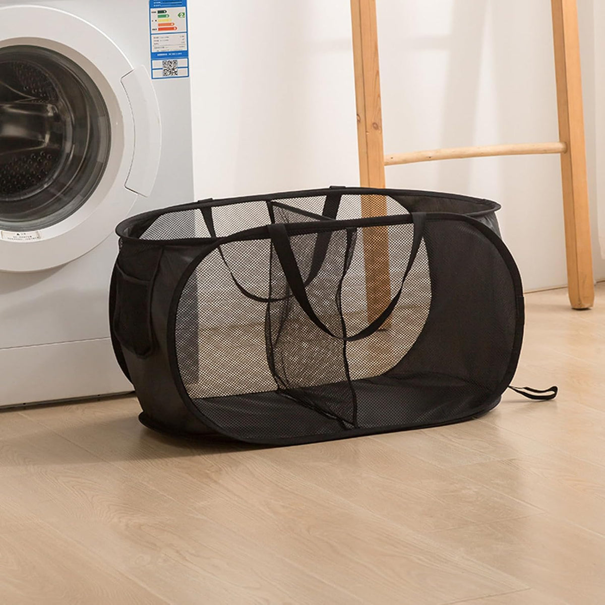 Collapsible Divided Laundry Hamper - Large Capacity Breathable Mesh Laundry Basket with Handles, Home Sorting Storage Bin,Large 31.5"x14"x14"
