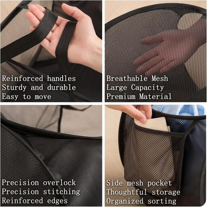 Collapsible Divided Laundry Hamper - Large Capacity Breathable Mesh Laundry Basket with Handles, Home Sorting Storage Bin,Large 31.5"x14"x14"