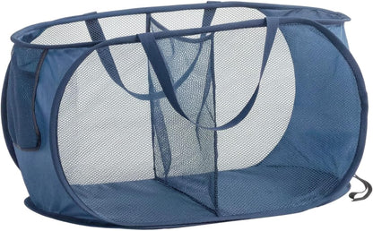 Collapsible Divided Laundry Hamper - Large Capacity Breathable Mesh Laundry Basket with Handles, Home Sorting Storage Bin,Large 31.5"x14"x14"